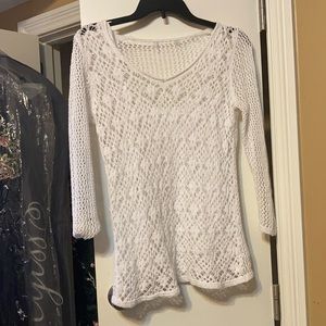White crochet sweater